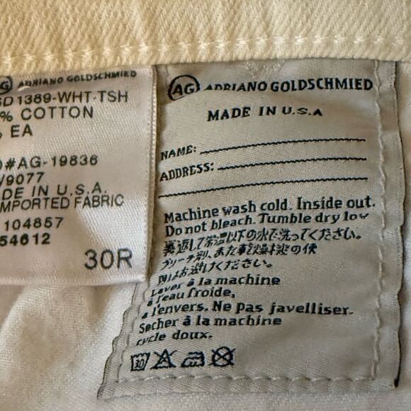 NWOT AG The Legging Ankle Supper Skinny White Jean. Size 30R. - Picture 12 of 15